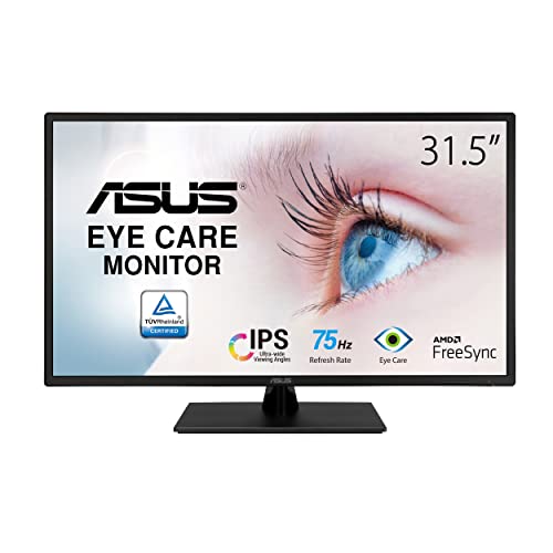 ASUS 31.5” 1080P Monitor - Full HD, IPS, 75Hz, Adaptive-Sync, Eye Care