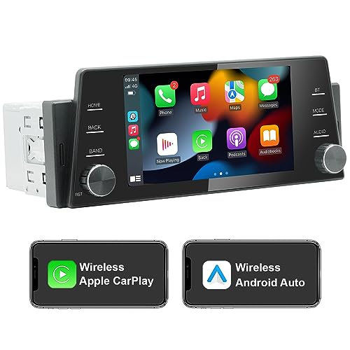 Wireless CarPlay Single Din Car Stereo with Touchscreen