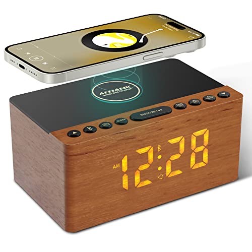 ANJANK Wood Bluetooth Speaker Alarm Clock