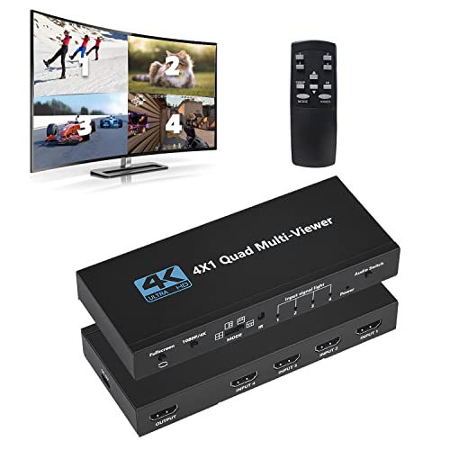 HDMI Multiviewer Switch 4x1 with Seamless Switching and 4K Support