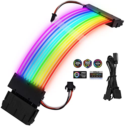 Power Supply Sleeved Cable Extension Kit with RGB - HLTJAN PCCOOLER