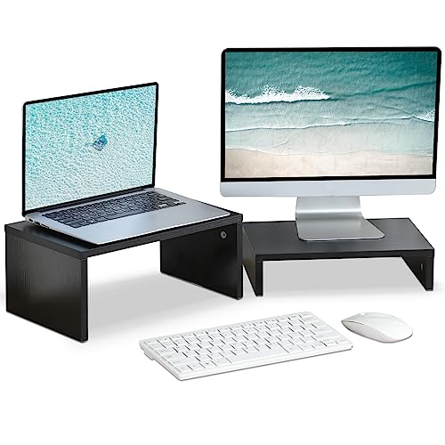 Adjustable Wood Monitor Stand Riser for Dual Screens/Laptop/PC