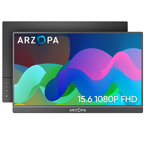 ARZOPA Portable Monitor 15.6'' FHD 1080P Laptop IPS Screen