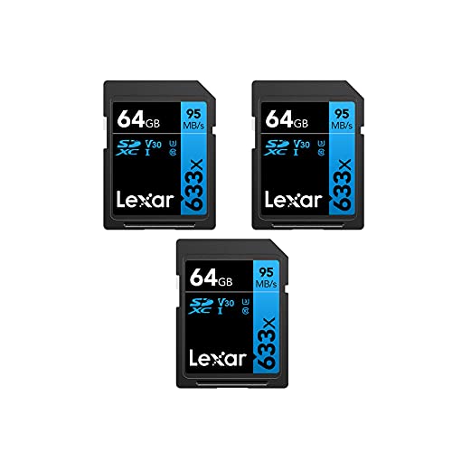 Lexar Professional 633x 64GB USH-1 Class 10 SDXC Memory Card (3-Pack)