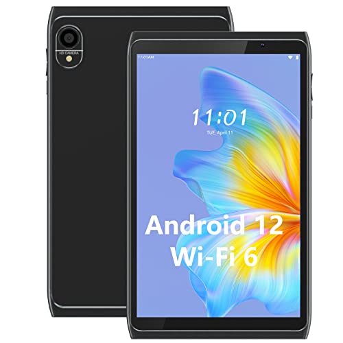 Android 12 Tablets 8 inch, WiFi 6 Tablet Computer 2GB RAM 32GB ROM, 1280x800 IPS Touch Screen, 2+8MP Dual Camera, Black