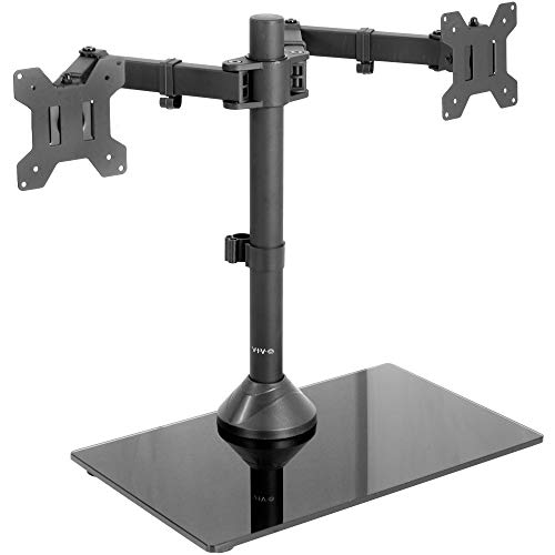 VIVO Dual Monitor Stand with Glass Base