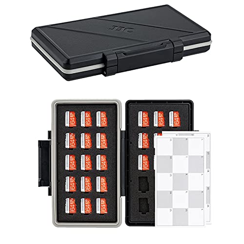 JJC Waterproof Memory Card Case SD Micro SD Card Holder Storage Box EVA  Foam Interior for 24 Micro SD/TF + 12 SD/SDHC/SDXC Cards