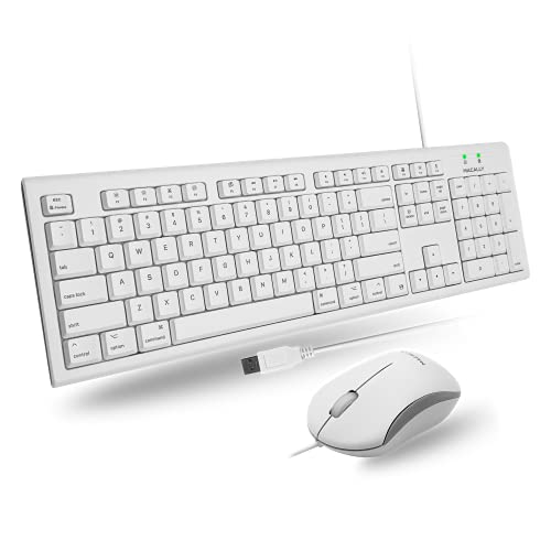 Macally Full Size USB Wired Mac Keyboard and Mouse Combo