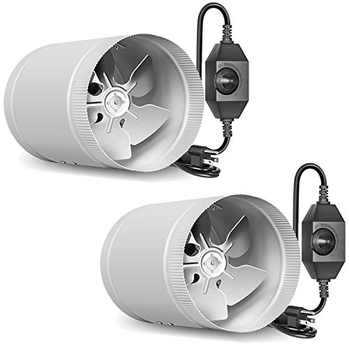 iPower 6 Inch Inline Booster Fan with Speed Controller (2 Pack)