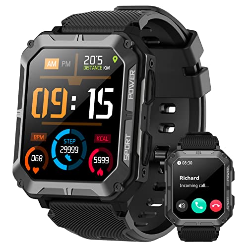 Military Smart Watch with Bluetooth Call and Fitness Tracker