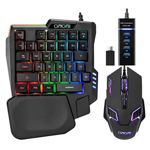 One Handed Gaming Combo with RGB LED Backlit