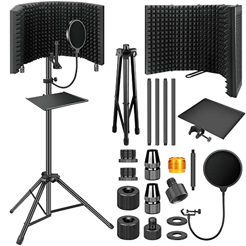 Microphone Isolation Shield with Pop Filter & Tripod Stand