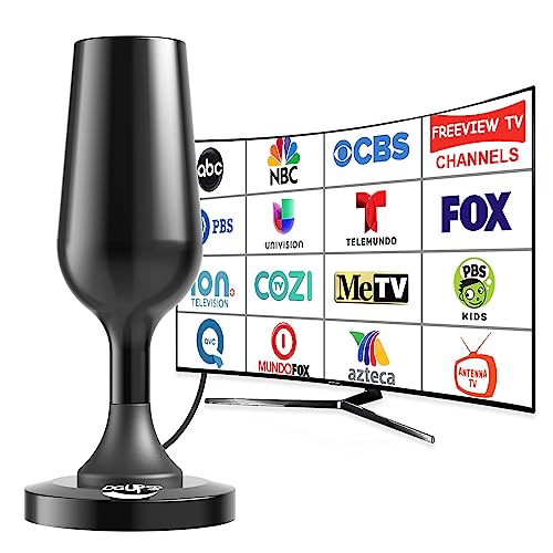 HD Indoor TV Antenna with 360° Reception and Strong Magnetic Base