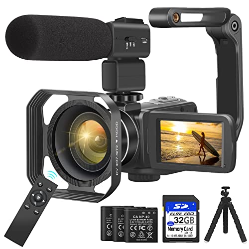 KOMERY 4K Video Camera for YouTube with External Mic