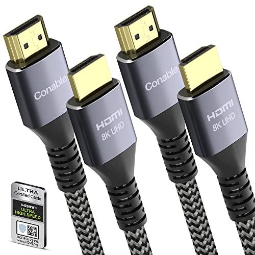 Certified HDMI Cable, Real 8K 2.1 Cable (2 Pack, 2FT+ 2FT)