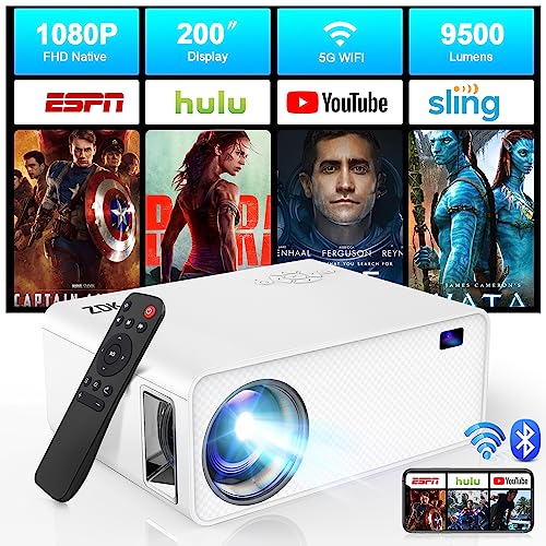 Portable 1080P FHD Movie Projector with WiFi and Bluetooth