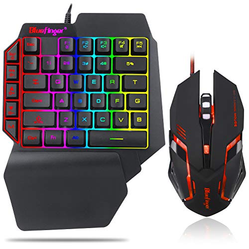 One Hand RGB Gaming Keyboard and Backlit Mouse Combo