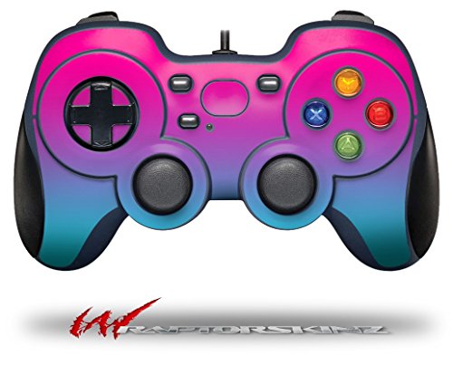 Neon Teal Hot Pink Decal Style Skin for Logitech F310 Gamepad Controller