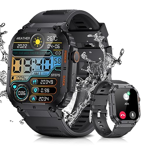 ESFOE Military Smartwatch with 1.96'' HD Screen and 10ATM Waterproof Rating