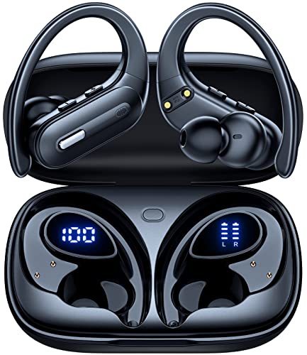 60-Hour Playtime Wireless Earbuds with Charging Case and LED Power Display