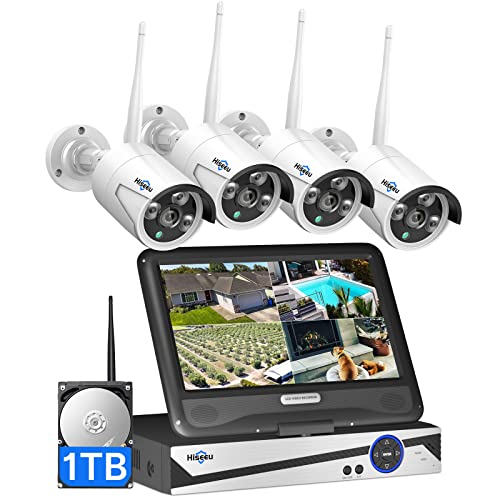 Hiseeu Wireless Security Camera System with 10in LCD Monitor