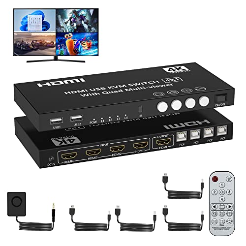 HDMI KVM Switch 4 Port 4K@30Hz - Streamline Device Management