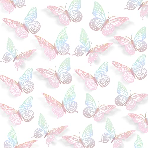 SAOROPEB 3D Butterfly Wall Decor - Laser Pink