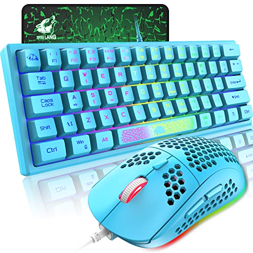 60% Gaming Keyboard Combo with Rainbow LED Backlit Keyboard and Ultralight Gaming Mouse
