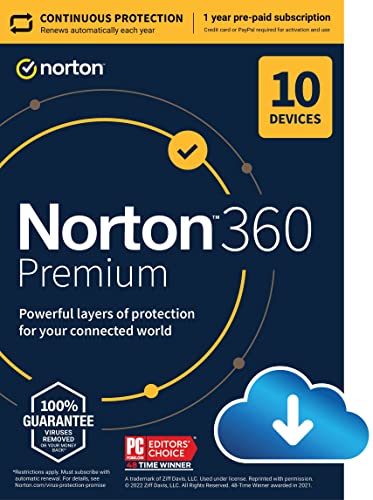 Norton 360 Premium 2023 - Antivirus Software for 10 Devices