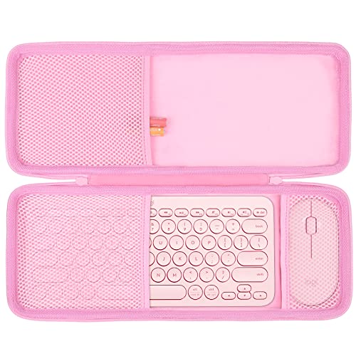 co2CREA Hard Case for Logitech K380 + M350 Wireless Keyboard and Pebble Mouse Combo (Rose)