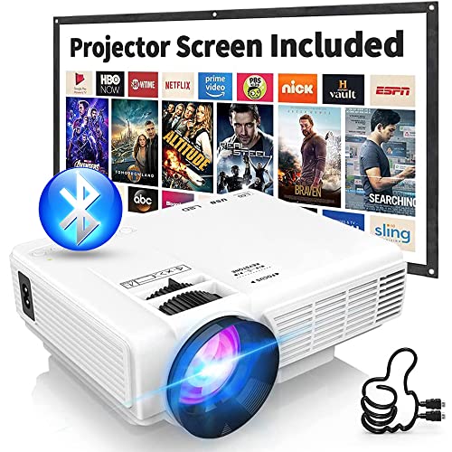 2023 Updated Mini Projector with Bluetooth and Projector Screen