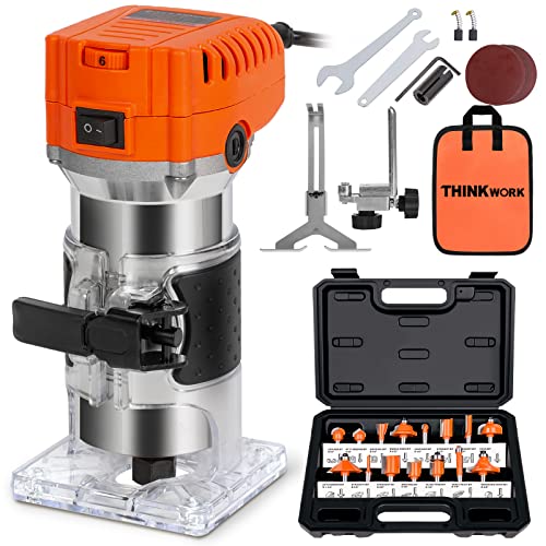 THINKWORK Compact Router: Powerful Woodworking Tool with 6 Variable Speeds