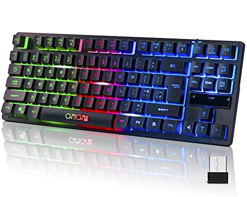 CHONCHOW Wireless LED Keyboard: Rechargeable, RGB Backlit, Ergonomic Gaming Keyboard
