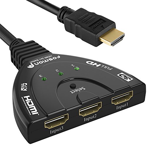 Fosmon HDMI Switcher with Automatic Input Switching - Connect Multiple HDMI Devices to Your TV