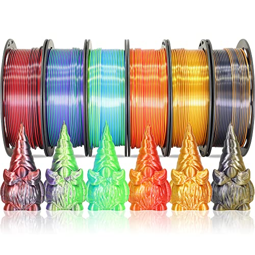 MIKA3D 6 Spools Bicolor Dual Color 1.75mm 3D Printer Filament Bundle