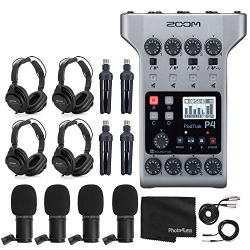 Zoom PodTrak P4 Portable Multitrack Podcast Recorder Kit