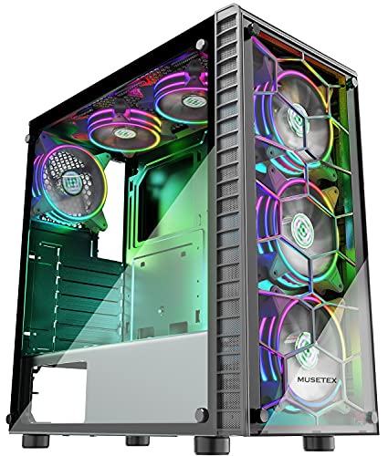 MUSETEX ATX PC Case - Stylish and Cool with Customizable Lighting