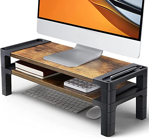 HUANUO Adjustable Monitor Stand with Storage - Enhance Your Workspace