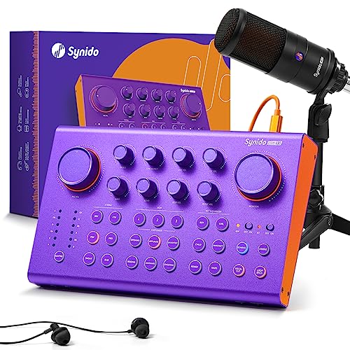 Synido Podcast Equipment Bundle: All-in-One Audio Interface & Sound Card