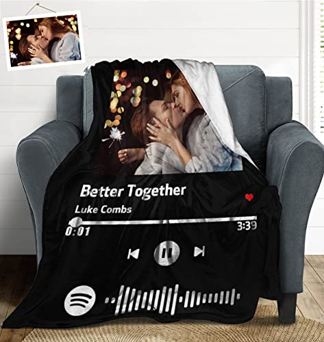 Customized Music Blanket with Personalized Photos
