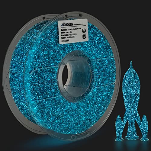 AMOLEN Shiny Glow in The Dark Blue Starry Sky 3D Printing Filament