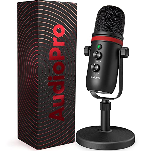 AUDIOPRO USB Microphone - Condenser Gaming Mic with Headphone Output