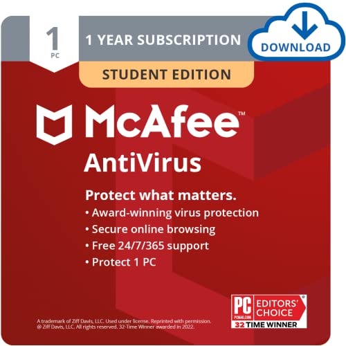 McAfee AntiVirus Protection 2022 Student Edition