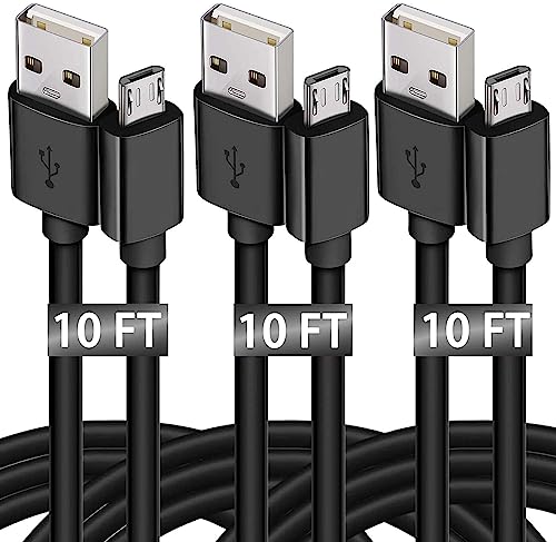 10 FT Micro USB Cable, 3 Pack Durable Android Charger Cord
