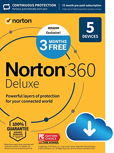 Norton 360 Deluxe - Antivirus Software for 5 Devices