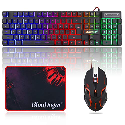 BlueFinger RGB Gaming Keyboard and Backlit Mouse Combo