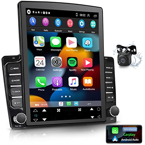 Vertical Car Stereo with Wireless/Wired Carplay & Android Auto