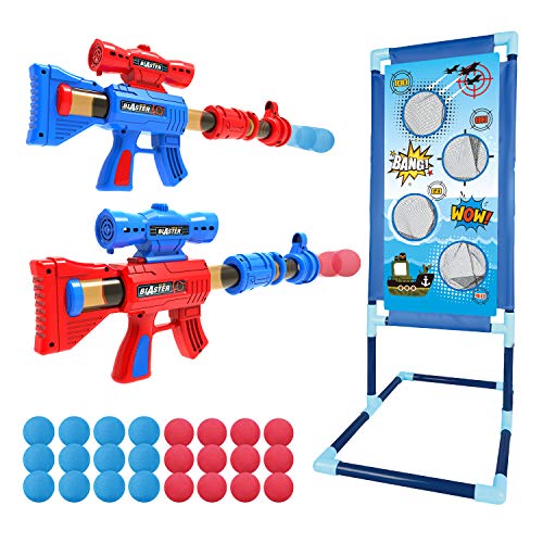 YEEBAY Shooting Game Toy for Kids - 2pk Air Guns & Shooting Target & 24 Foam Balls