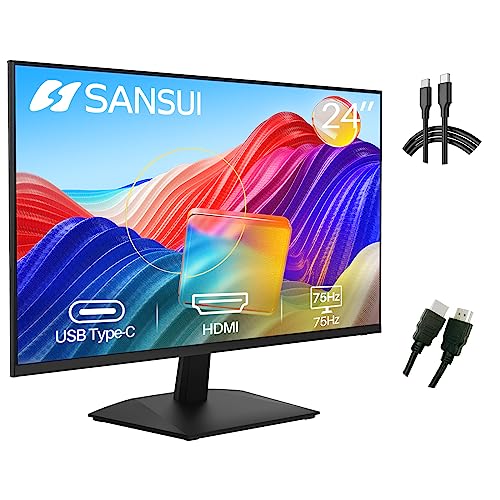 SANSUI 24-inch FHD PC Monitor with USB Type-C and Built-in Speakers