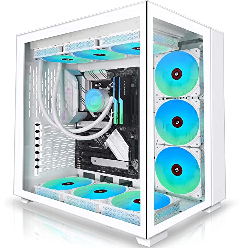 KEDIERS PC Case - ATX Mid Tower Gaming Case with 9 ARGB Fans